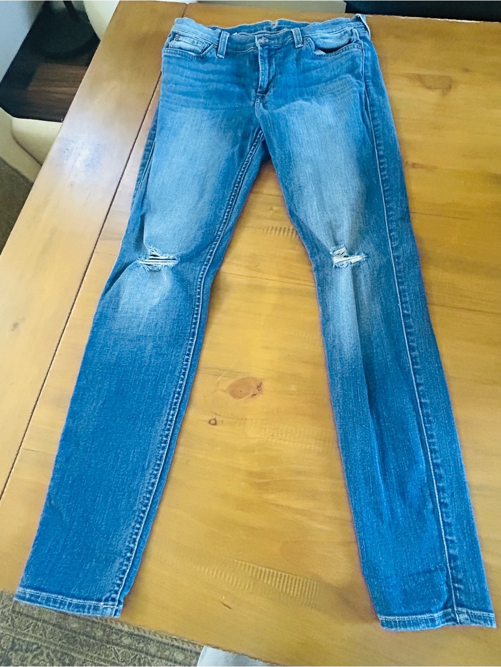 7 For All Mankind Gwenevere Distressed Knee Detail Medium Wash jeans